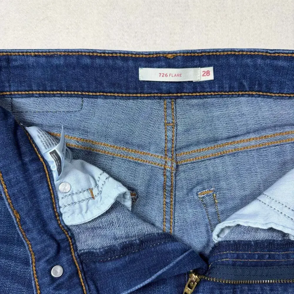 Levis 726 Flare Jeans Women 28 (28x31) Blue Denim Stretch Boho Hipster Western